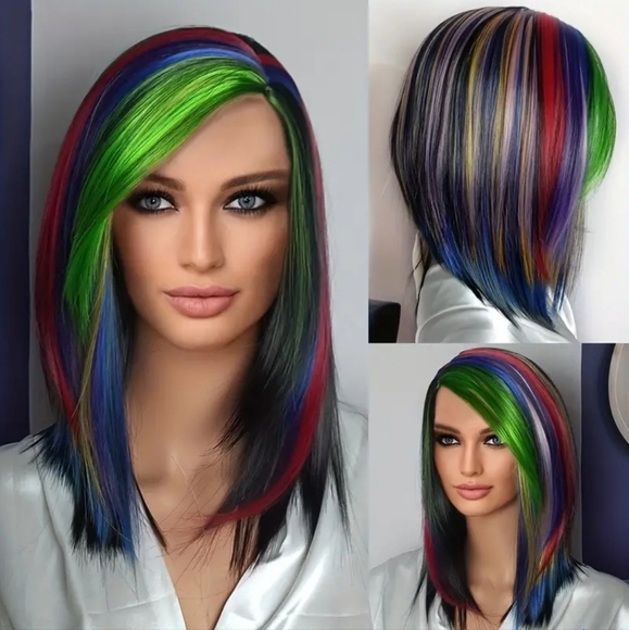 Vibrant rainbow wig - Picture 3 of 3